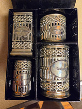 Godinger Neiman Marcus Silverplate Condiment Holder Set Ketchup Mustard Sauces picture