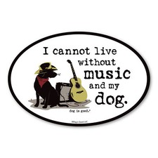 Music & Dog Oval Magnet picture