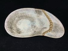 Rare Vintage George Z Lefton Kidney Shaped Trinket Dish/ Aqua Gold Black picture