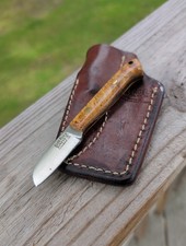 Bark River Custom 2012 Little Creek Sheepsfoot A2 Maple Burl Pocket Sheath 4-7/8 picture