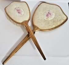 Vintage Delina Brush and Mirror Set Made England Gold Tone Collectible picture