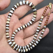 Antique Old Dzi Agate Yemeni Banded Agate Beads Necklace picture
