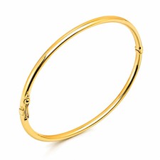 Classic Design 18K Yellow Gold Over Minimalist Round Hinged Bangle Bracelet 7.5