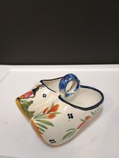 Vtg Henriot Quimper France Double Shoe Salt Pepper Cellar picture