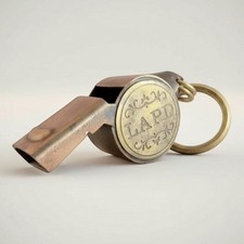 City Police 1920s Solid Brass Embossed Star Whistle picture