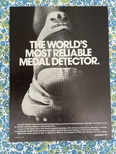 Vintage 1983 Adidas Athletic Shoes Print Ad Medal Detector Olympic Medal picture