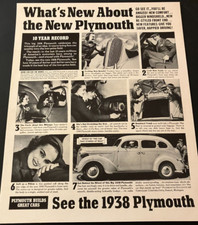 1938 Plymouth De Luxe Touring Sedan - Vintage Original Print Ad Wall Art  CLEAN picture