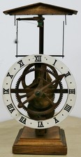 Vintage Swiss Wooden Skeleton Mystery Flying Pendulum Automation Mantle Clock picture