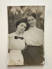 Great Antique Vintage 1910s RPPC Photo Two Women Affectionate Pose picture