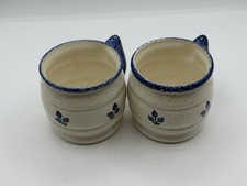 Vintage Pair of Fitzy's Blueberry Spongeware Pottery Mugs picture