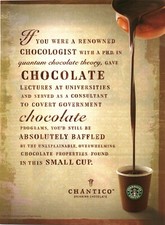 2005 PRINT AD - STARBUCKS COFFEE COMPANY AD - CHANTICO DRINKING CHOCOLATE AD picture