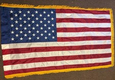 Vintage Annin Colonial Nyl-glo American Flag Gold Fringe Trim Military 3x5 picture