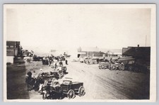RPPC Street Scene Horse Drawn Wagons Busy Town Early 1900s Real Photo Postcard picture