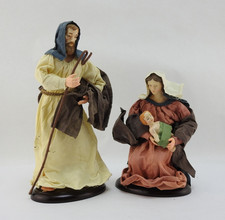 Vintage Nativity Set Mary Joseph Baby Jesus Cloth Figures Christmas Decor picture