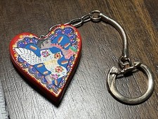 Inocencio Vasquez Signed Oaxacan Alebrije Heart Keychain Mexican Wood Carving picture