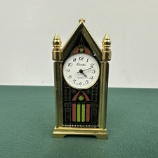 Vtg Xanadu Mini Brass Clock Tower House Building Trinket Figurine, Needs Battery picture