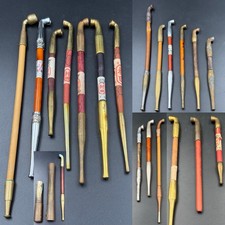 20x Master Kiseru Pipe Lot NOS Murata Pre-WWII 50-Sen Stamp Engraved Brass Case picture