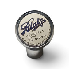 Vintage Blatz Milwaukee's First Beer Round Ball White Enamel Tap Chrome Robbins picture