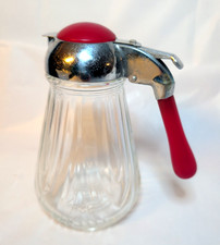 Vintage Federal Tool Co. Glass Syrup Dispenser Chrome- Red Bakelite Handle -USA picture