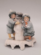 Antique Galluba & Hoffman German Snow Baby Figurine Boy & Girl W/ Snowman #4537 picture