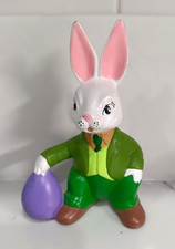 Vtg '90's Easter Bunny / Peter Rabbit w/ Egg Hand Painted Ceramic Mold VGC picture