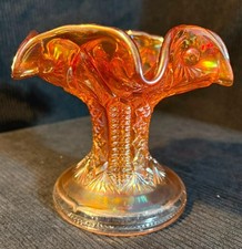 Vtg Imperial Marigold Carnival Glass Punch Bowl Base Stand Ruffled 6