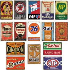 15 Pieces Old Gas Oil Retro Signs,Decorative Vintage Tin Metal Signs for Wall Ar picture