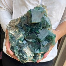 6.4lb Large NATURAL Green Cube FLUORITE Quartz Crystal Cluster Mineral Specimen picture
