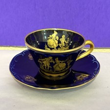 Vintage Bareuther Waldsassen Echt Cobalt Petite Coffee Cup & Saucer Germany picture