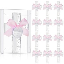 Chunful 12 Sets Baptism Favors Guests Pink Sliver Epoxy Cross Magnet First picture