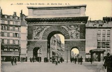 Vintage Paris - La Porte St-Martin / St. Martin Gate Postcard picture