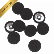 10PCS Fabric Cloth Covered Buttons with Metal Shank - Black, 15mm 15mm, black picture