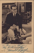 HAROLD LLOYD - INSCRIBED PICTURE POSTCARD SIGNED picture