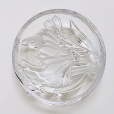 Studio Nova Round Clear Crystal Trinket Dish 3D Irises Pattern H-380 picture