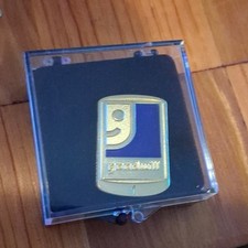 Vintage Goodwill 1 Year Service Pin: Gold Tone Blue Enamel - Award picture