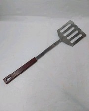 Vintage Kaylan Stainless Steel Slotted Spatula Red Bakelite Handle 1950s MCM picture