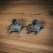 Charming Vintage Brass Turtle Candle Holders picture