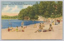 Lake & Beach Cacapon State Park Berkeley Springs WV West Virginia Postcard 1940s picture