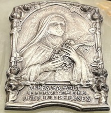 France 1910´ antique St. Therese of Jesus, flowers, gorgeous stand desk picture