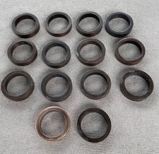 LOT: 14 Round Circular Metal Anodized Napkin Rings Modern Design Heavy (Bronze?) picture