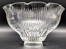 NOS 7” dia. Vintage Holophane Ribbed & Ruffled Clear Glass Shade, 2-1/4” Fitter picture