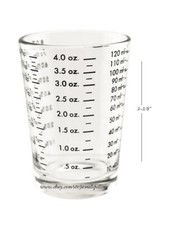 4 oz. Bar & Kitchen PROFESSIONAL MEASURING GLASS Jigger Shot Multiple Scale picture