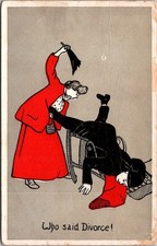 1908 Postmark, Beach City, Ohio, Early Comic Postcard About Divorce  2235 picture