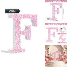 Qunclay 12'' Pink Rhinestone Letter F Bling Glitter Crushed Diamond Decor picture