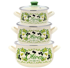 Metalac Serbian Enamel Stockpot Set of 3 Enameled Pot Set [2.3qt, 3.2qt, 5.6qt] picture