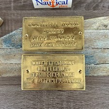 Solid Brass Door Signs, Captain Suggested, Cocktail Hour, Nautical Wall Decor picture