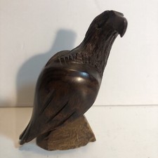 Vintage Nicely Carved Wood Eagle Hawk Figurine Statue 4” Perched Folk Decor picture