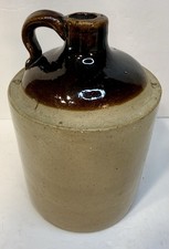 Vintage USA Stoneware Whiskey Jug Brown Glaze Crock Juglet 9” Rustic Decor NICE picture