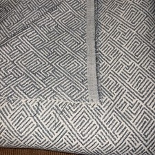 Vintage Upholstery Fabric Material 56” X 92” blue-green Cream/White Woven chain  picture