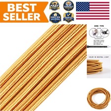 Brass Vintage Style 32.8ft 18-Gauge Textile Wire for Retro Lighting Designs picture
